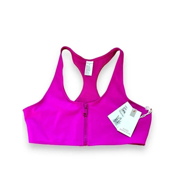 NWT Good American Pink Women's Compression Zippered Swim Top Size 3 (Large) - Picture 3 of 11